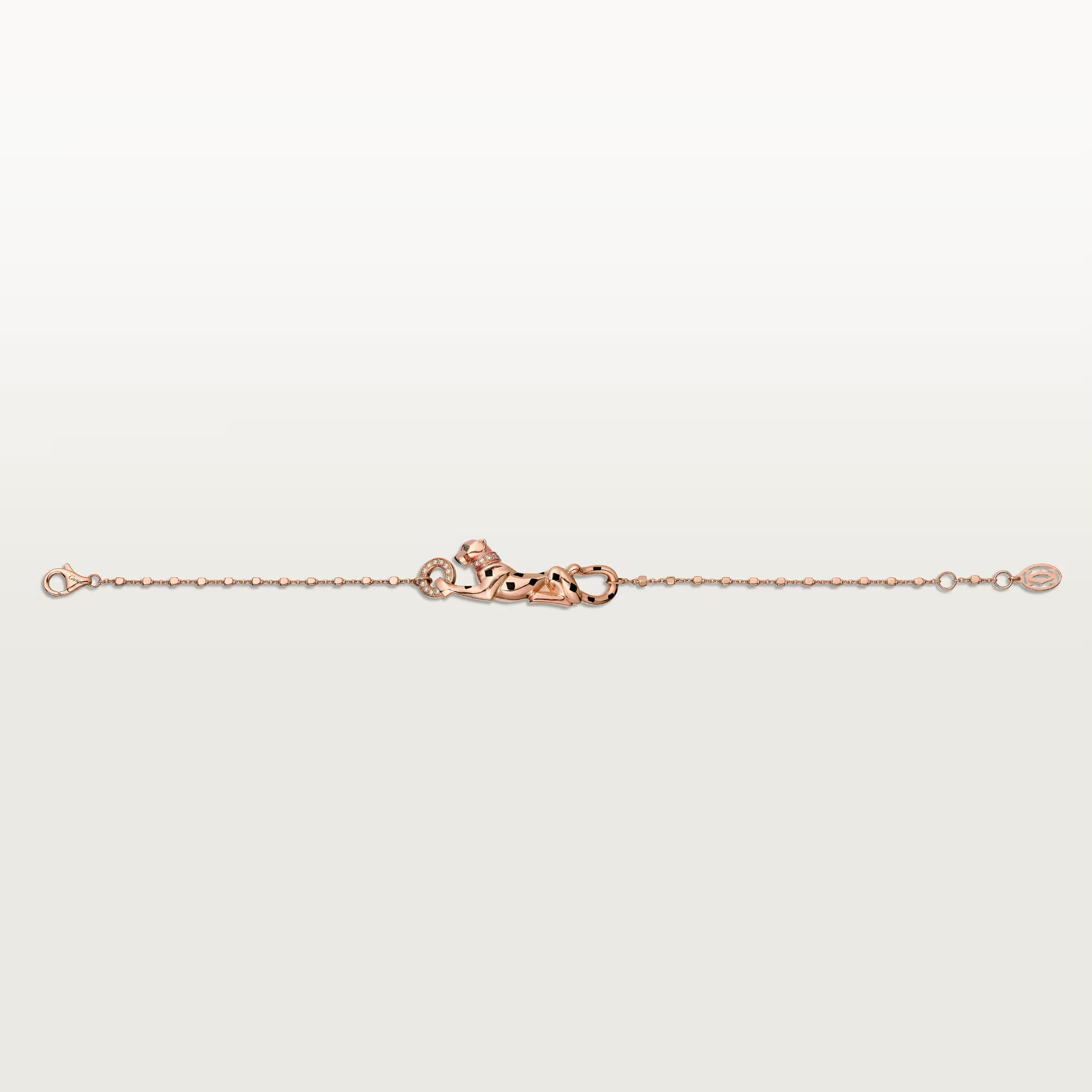 Carty Panther Motif Bracelet, Rose Gold, Chain Moissanite