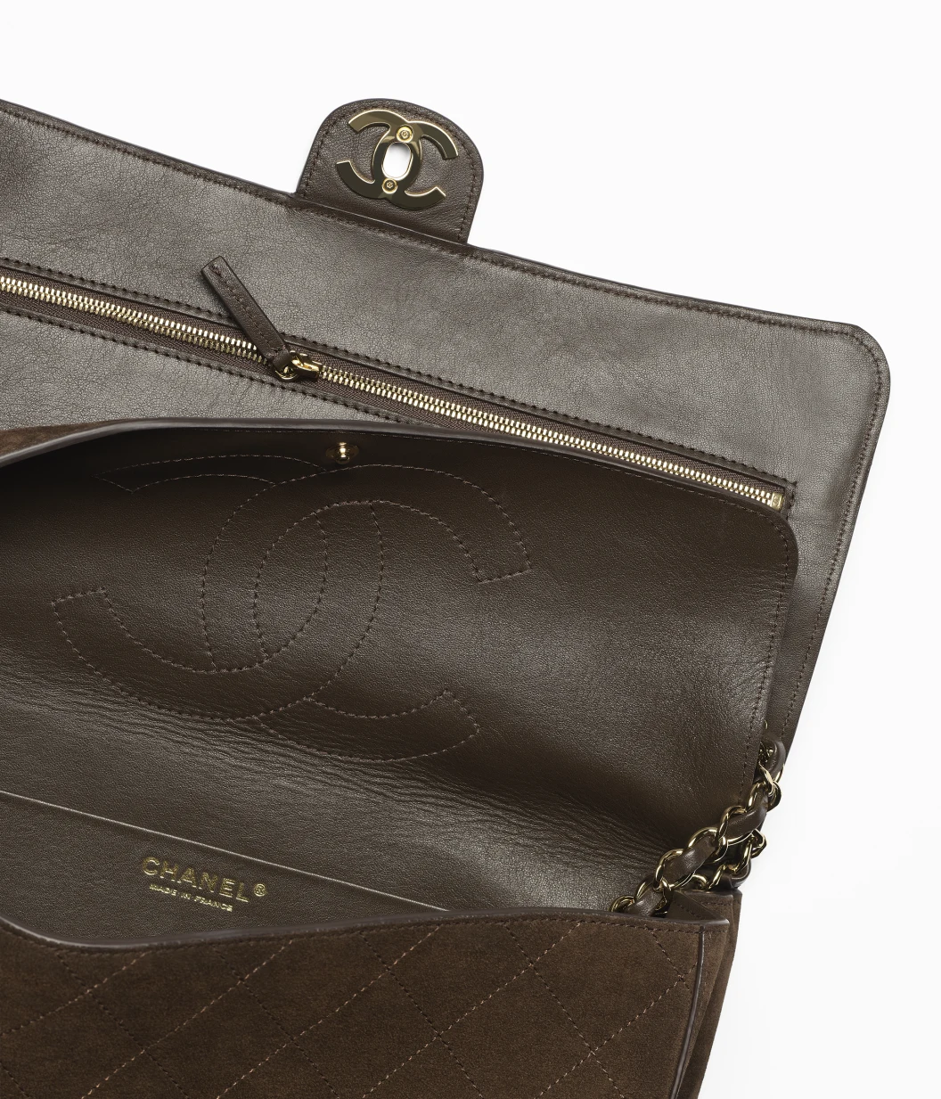 [TOP] CHANEL Maxi Flap Bag Suede Calfskin 19.5x32x10cm - Dark Brown - 711 Luxury