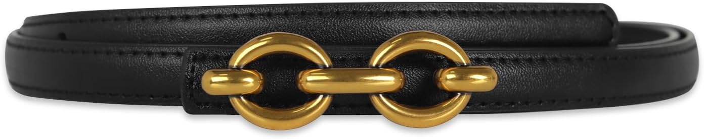 Aurolran Women's Fashion Classic Metal Buckle Leather Belt with Jeans Dress