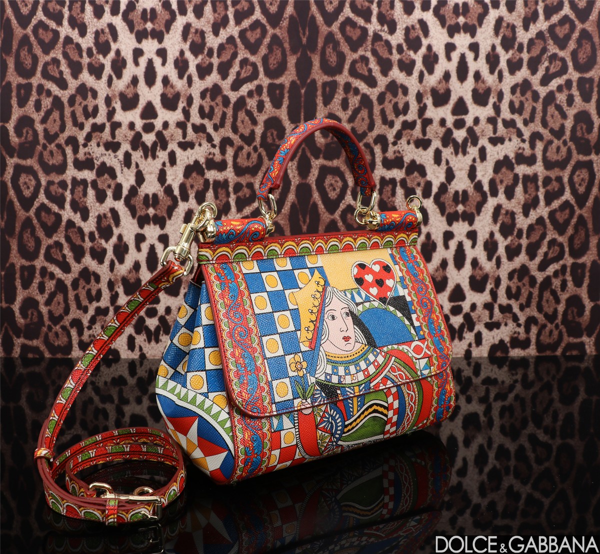 [TOP] Dolce & Gabbana D&G Printed Sicily Bag 25x12x20cm - Red