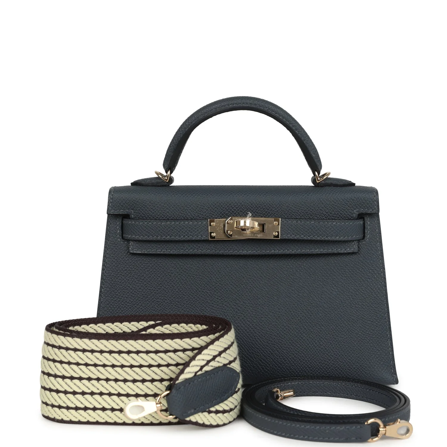 Hermes Kelly Sellier  Gris Misty Epsom Permabrass Hardware