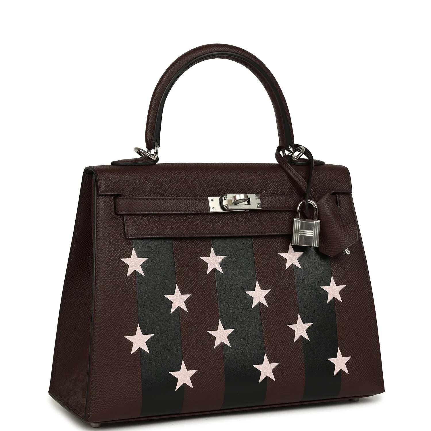 Hermes Kelly Sellier  Casaque Etoilee Rouge Sellier Epsom, Black Tadelakt, Rose Darling Chevre Mysore Palladium Hardware