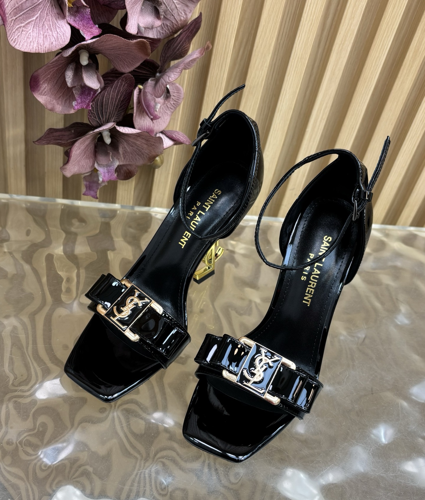 [TOP] Yves Saint Laurent YSL High Heels Sandals - Black - 711 Luxury