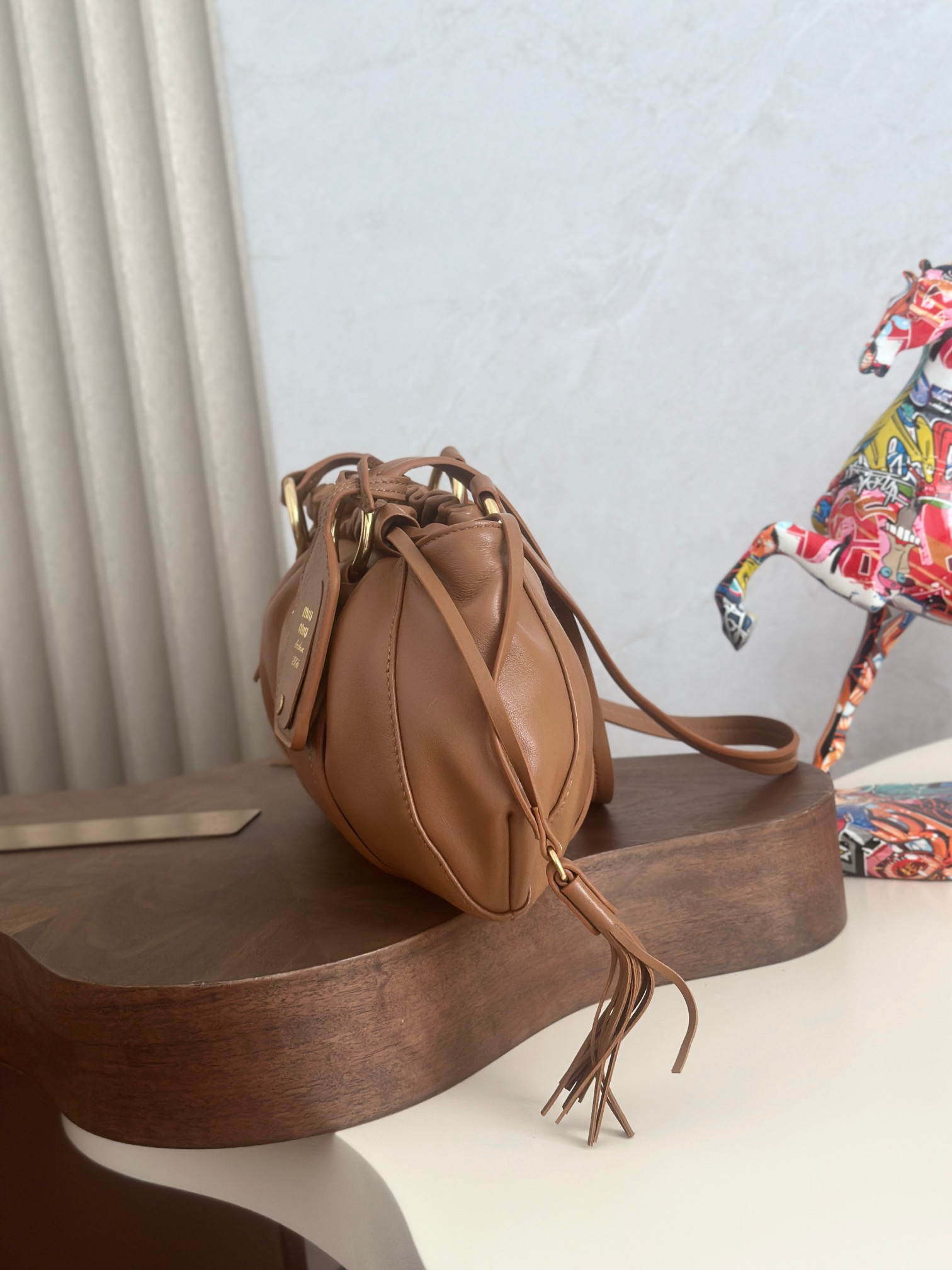 [TOP] Miu Miu Hobo Bag Lambskin 32x16x10.5cm - Brown - 711 Luxury