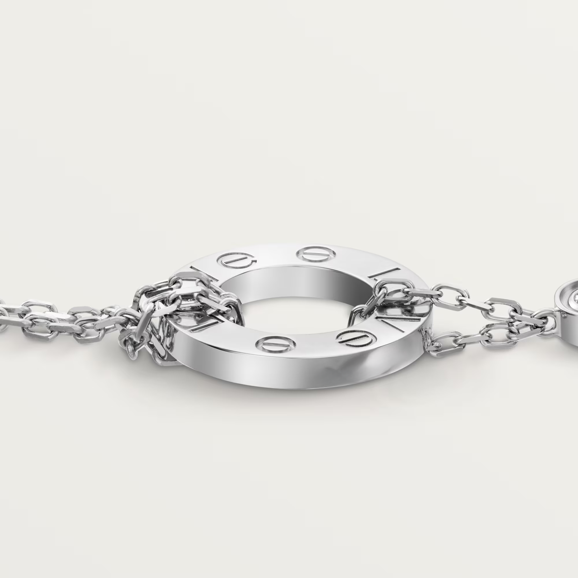 Carty Love Luna Loop Bracelet, White Gold, 2 Moissanite