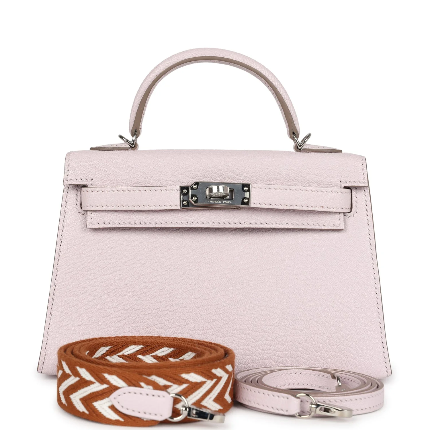 Hermes Kelly Sellier  Mauve Pale Chevre Palladium Hardware
