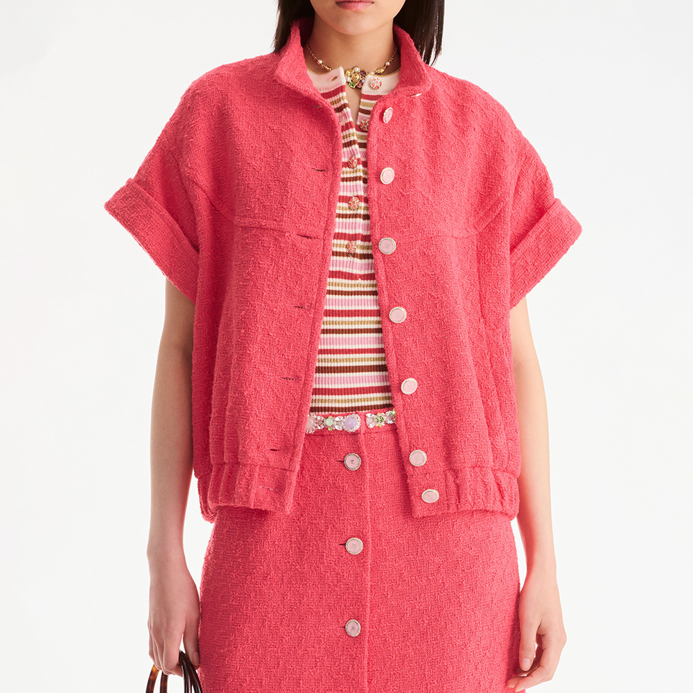 Chanel Blouson Cotton Tweed Pink #380020