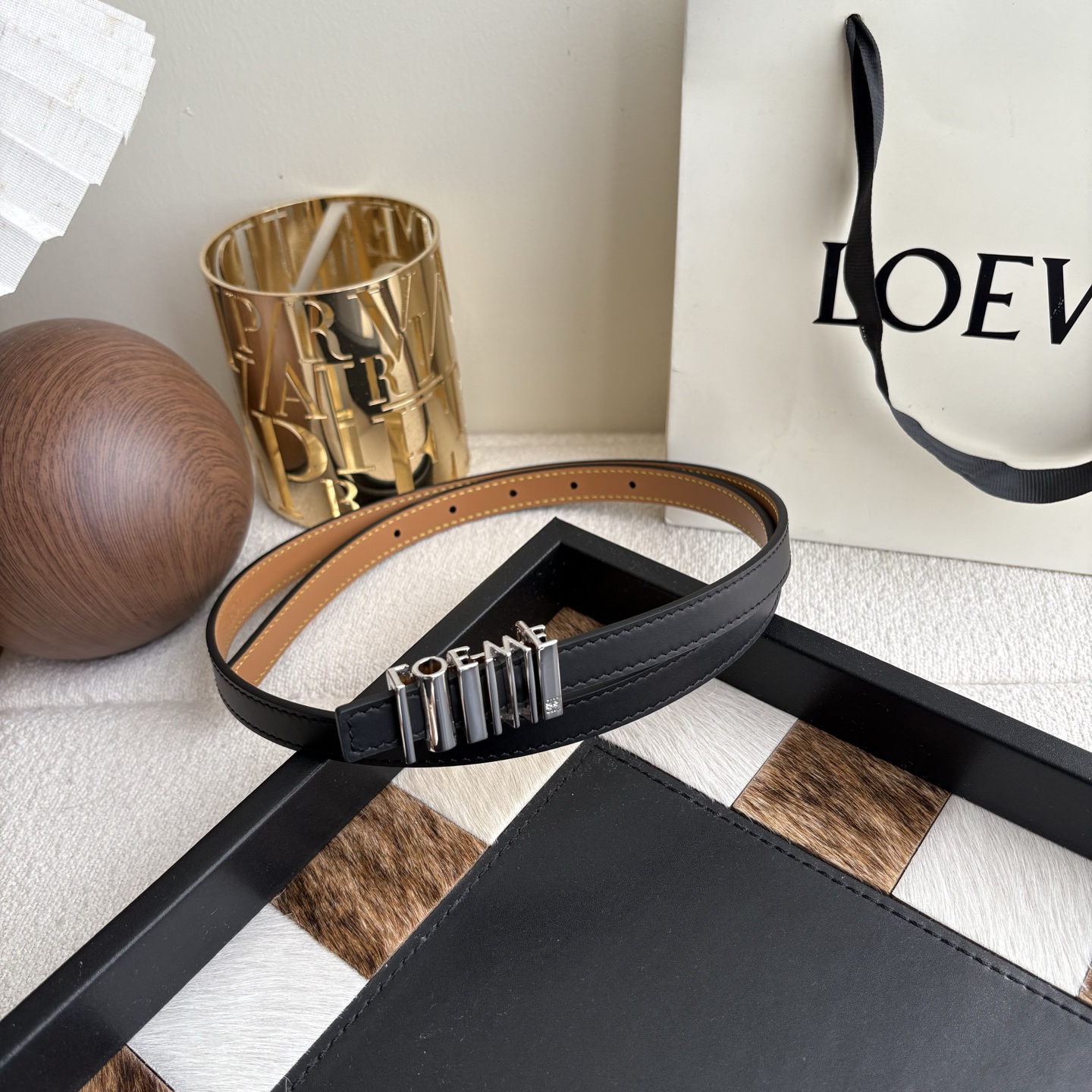 [TOP] LOEWE Leather Belt 1.5 cm - Black - 711 Luxury
