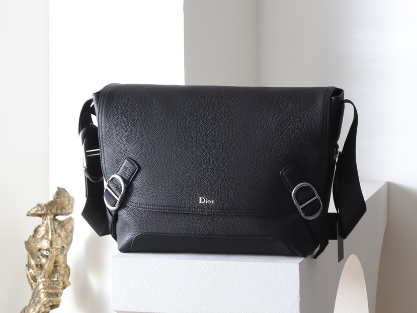 [TOP] Christian Dior Jett Flap Messenger Bag Cowhide 31x25x15cm - Black - 711 Luxury