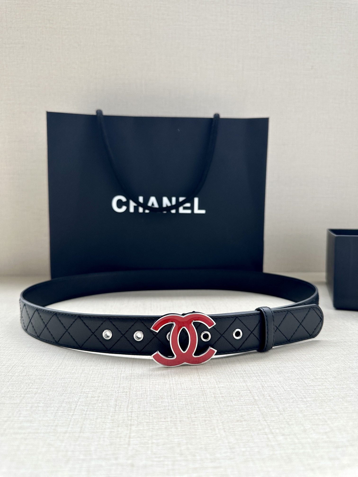 [TOP] CHANEL Cowhide Belt 3 cm - Black - 711 Luxury