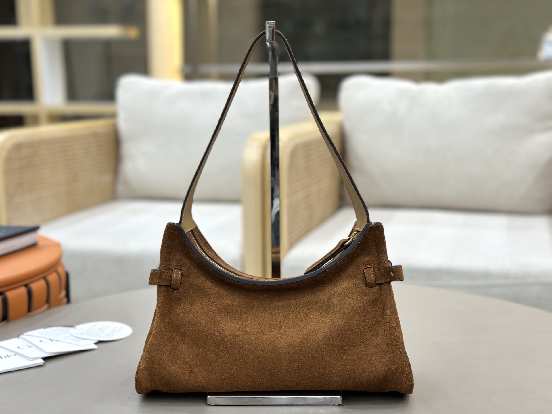 [TOP] Chloe Charms Hobo Bag Suede Leather 28.5*18*10cm - Brown - 711 Luxury