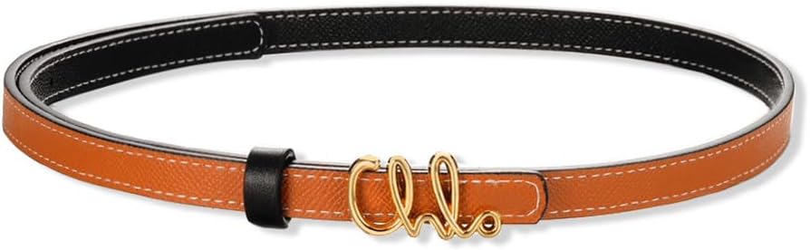 rgwtgkyh Skinny Black White Belt for Women Gold Leather Buckle Belt Trendy Thin Belts for Jeans Pants Dresses