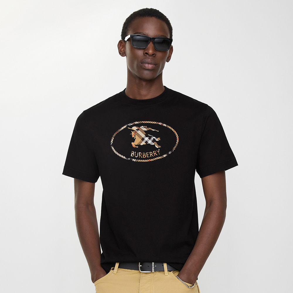 Burberry Check Knight Stamp Cotton T-shirt #383970