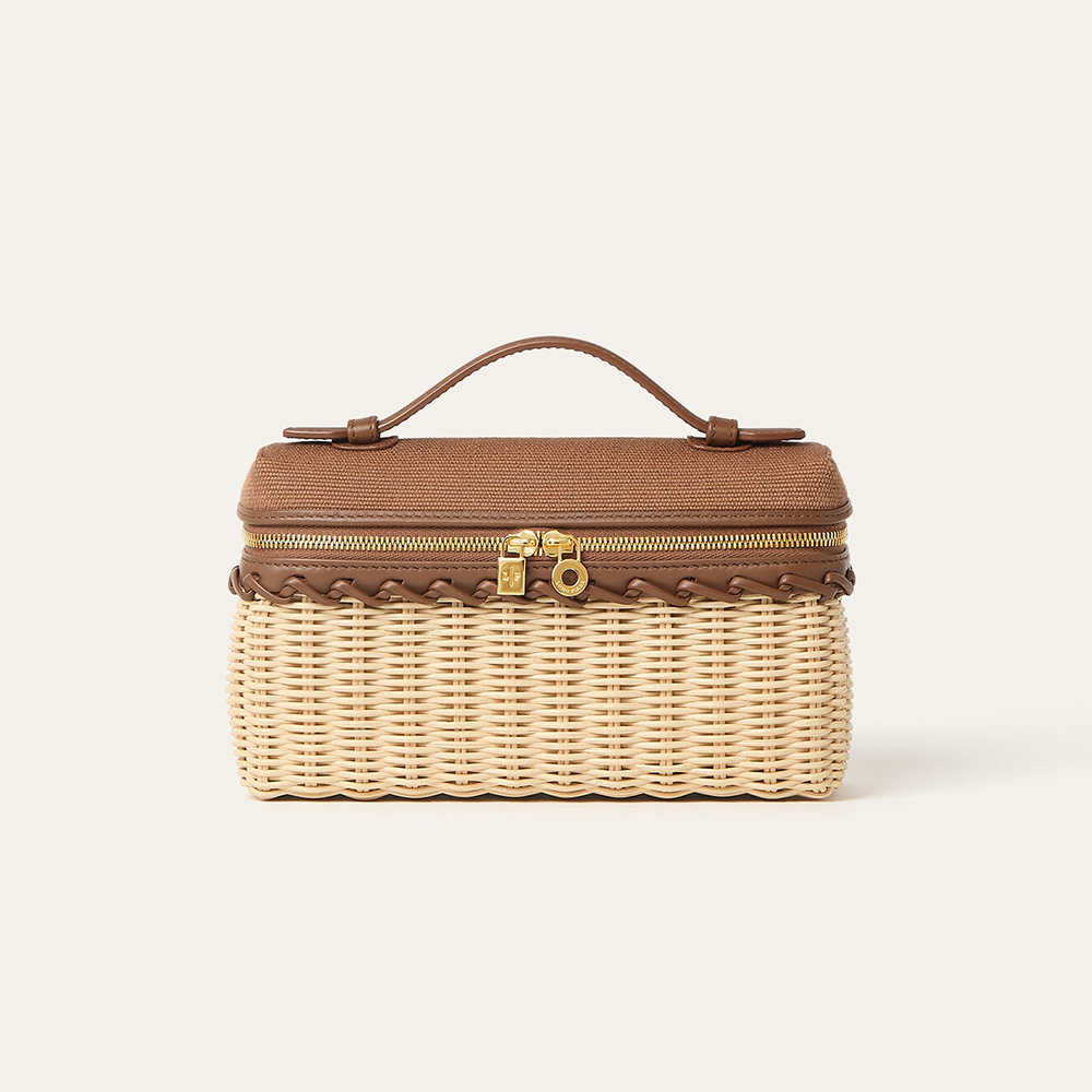 Loro Piana Extra Pocket L19 East-West wicker Cotton Linen Rattan Multicolor Pattern Spring Summer collection Top Handle #384885