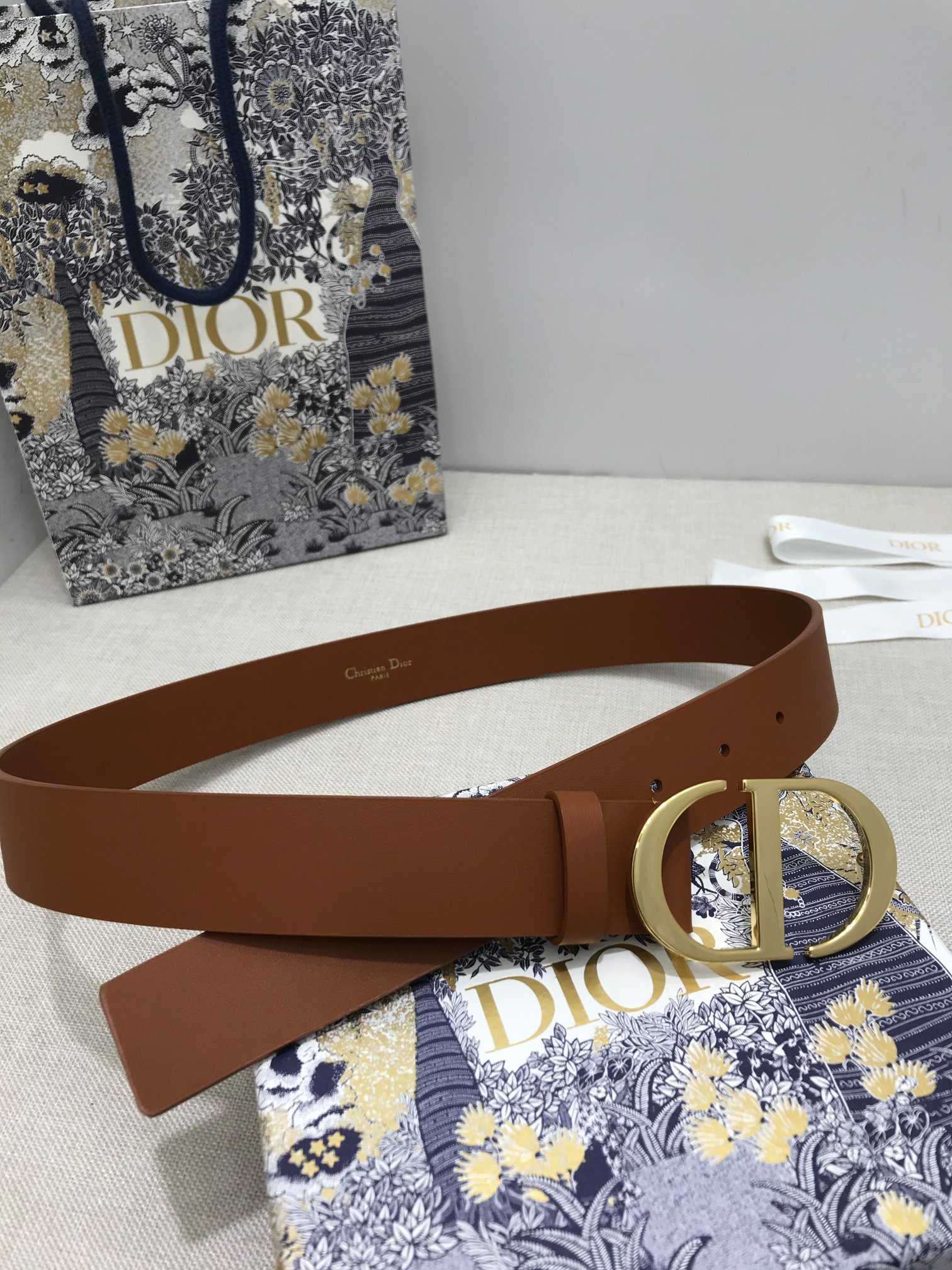 [TOP] Christian Dior Belt Cowhide 35mm - Brown - 711 Luxury