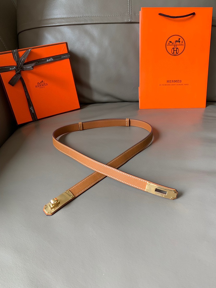 [TOP] HERMES Kelly Calfskin Belt 18mm - Brown - 711 Luxury