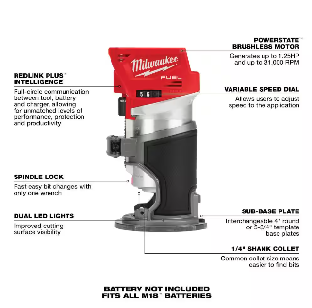 M18 FUEL 18V Lithium-Ion Brushless Cordless Compact Router