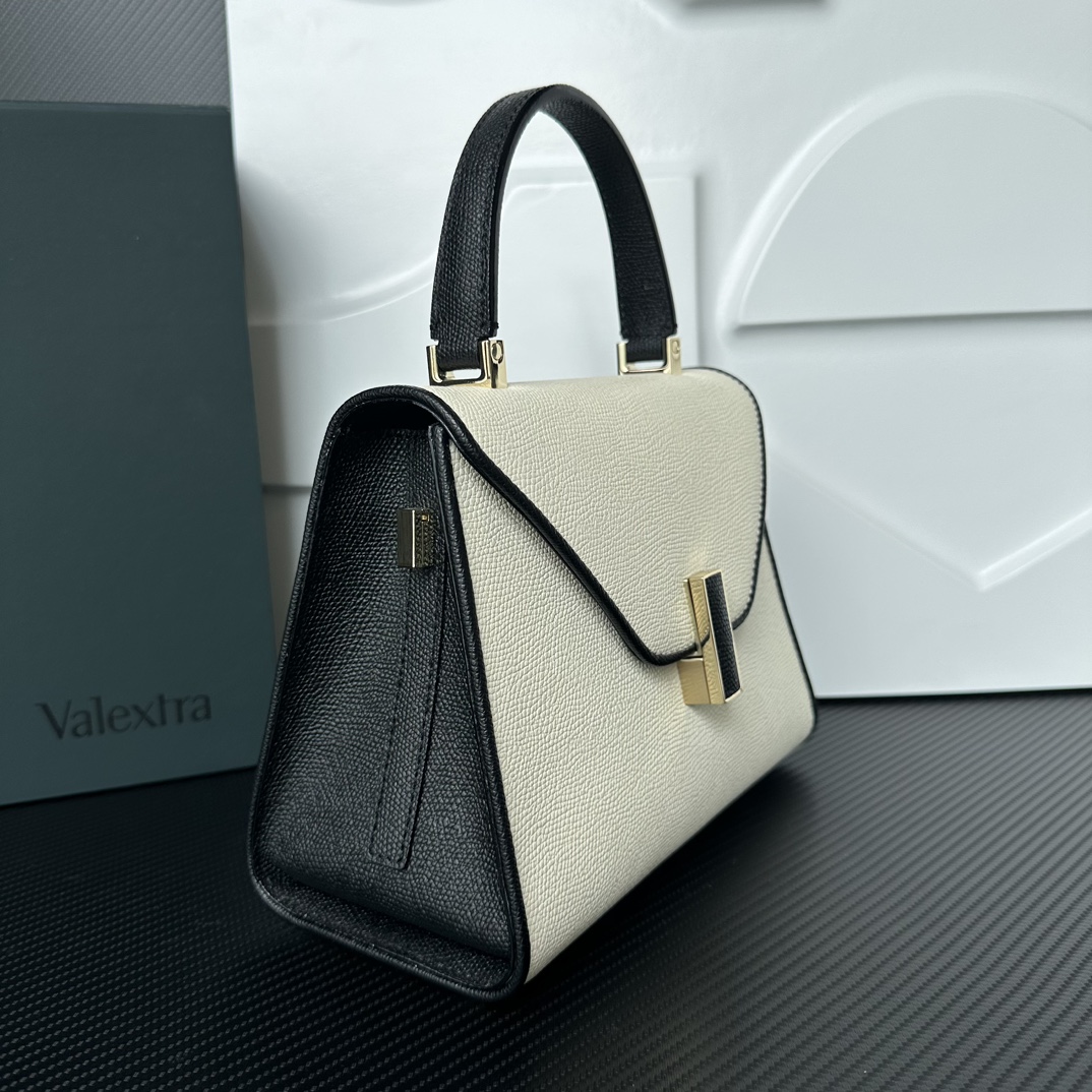 [TOP] VALEXTRA lside Bag 22x16.5x12cm - White and Black - 711 Luxury