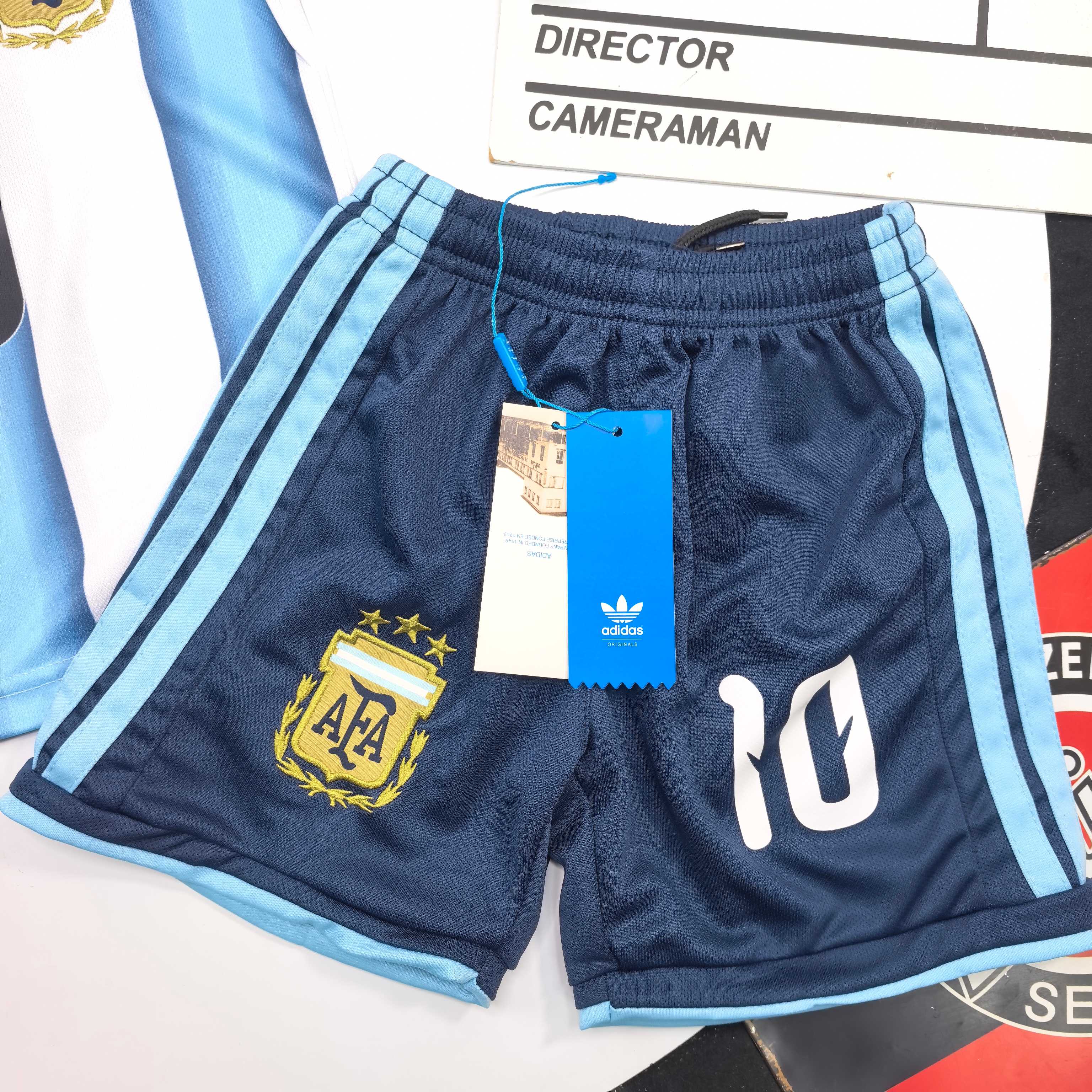 Adidas Kids Argentina World Cup Champion Home Football Kit For Boys Girls Messi No.10 Jersey & Shorts Full Original Tags Sizes 90-170