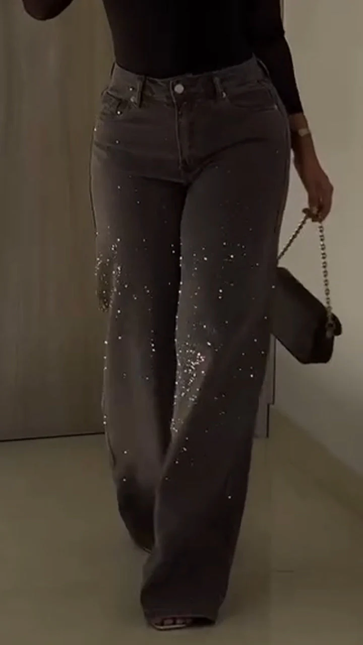 Ladies Rhinestone Casual Jeans