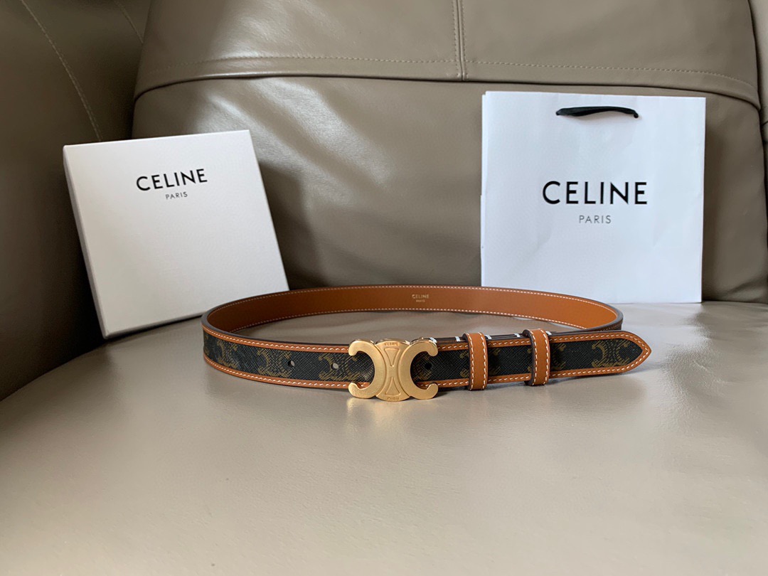 [TOP] CELINE Belt Calfskin 2.5cm - Brown - 711 Luxury