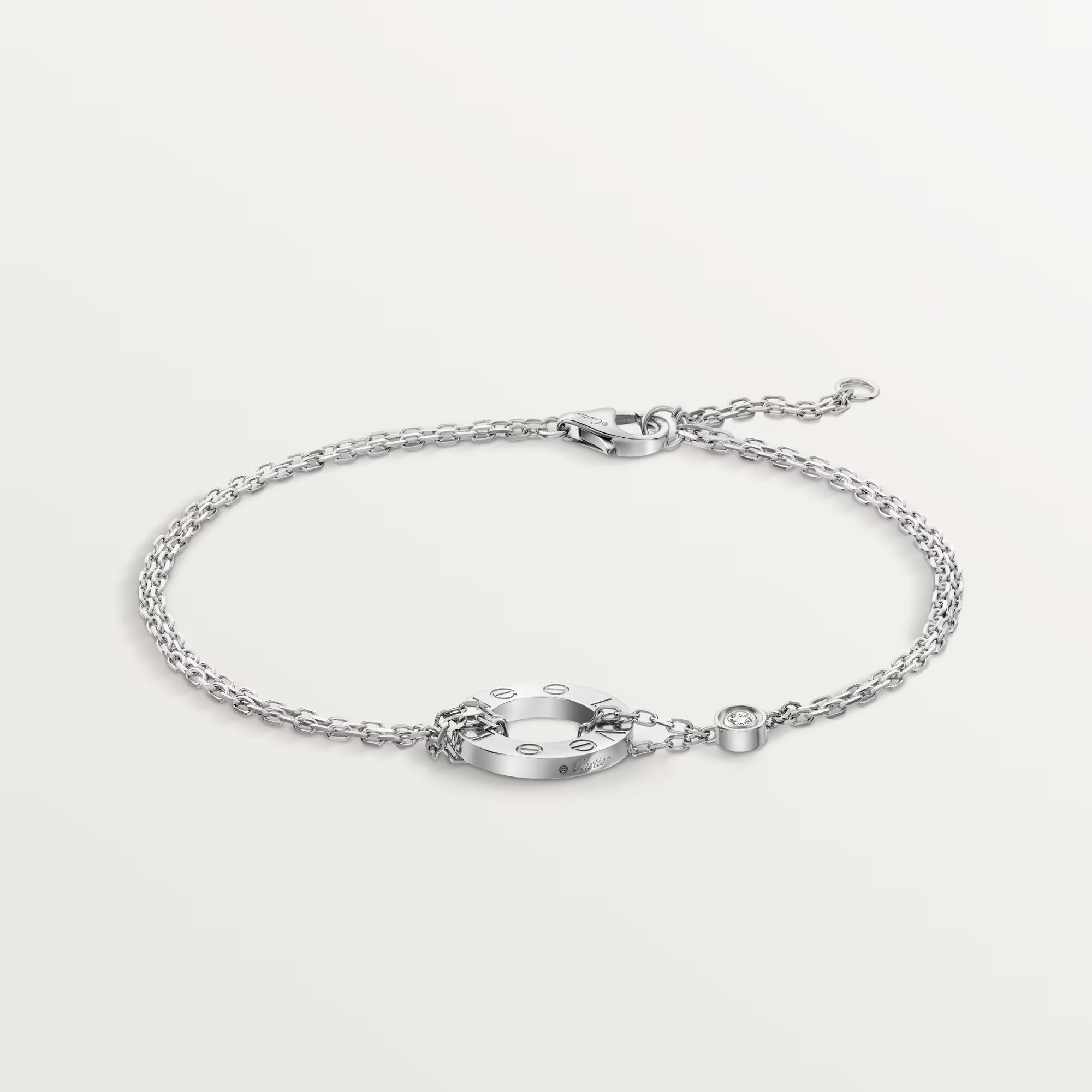 Carty Love Luna Loop Bracelet, White Gold, 2 Moissanite