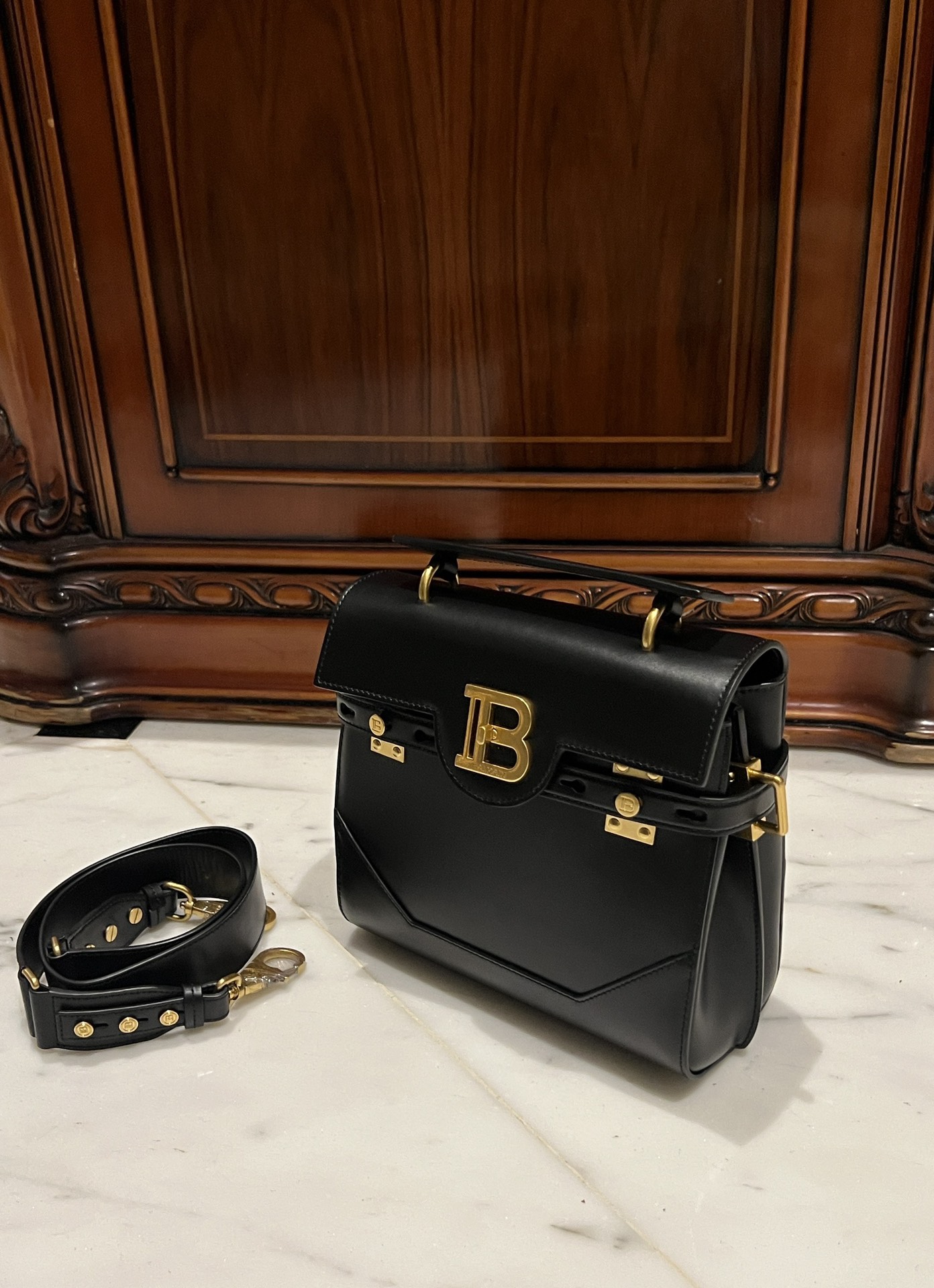 [TOP] BALMAIN Cowhide Bag 23*20*11cm - Black - 711 Luxury