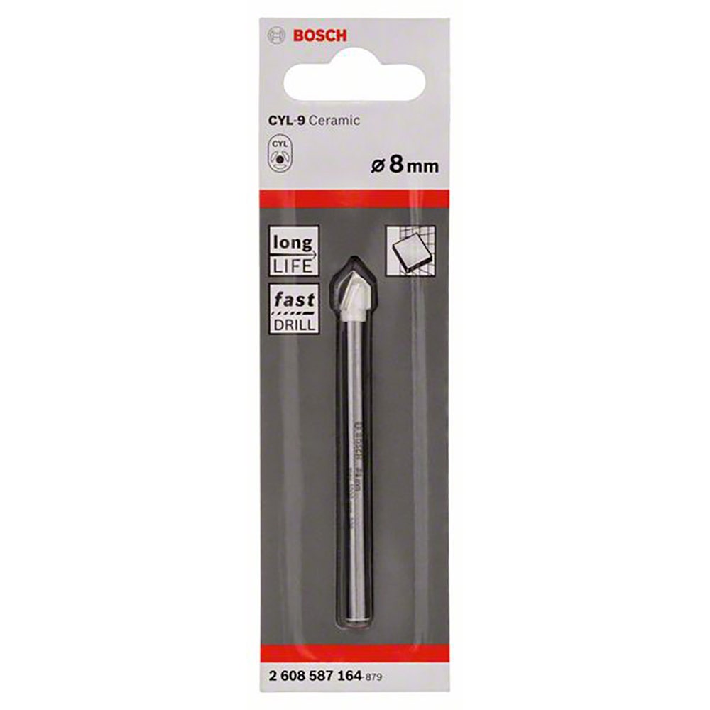 BOSCH 8.0 x 80mm TCT Glass & Tile Drill Bit - CYL-9 CERAMIC