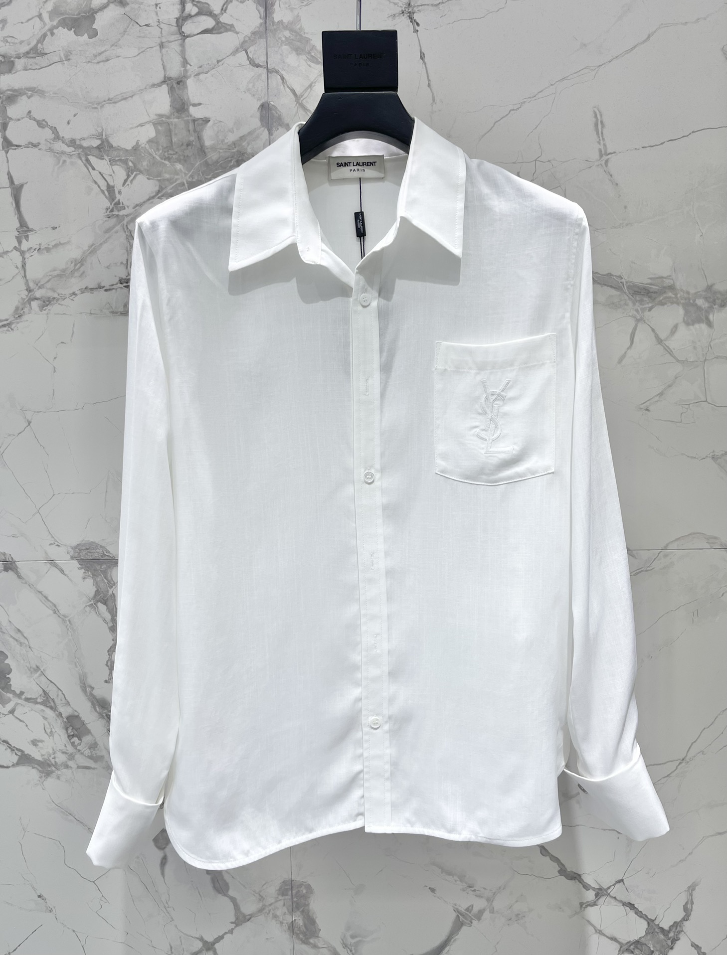 Saint Laurent Clothing Saint Laurent Lapel Embroidered Pocket Shirt #333271 View 2 | Nigo Office