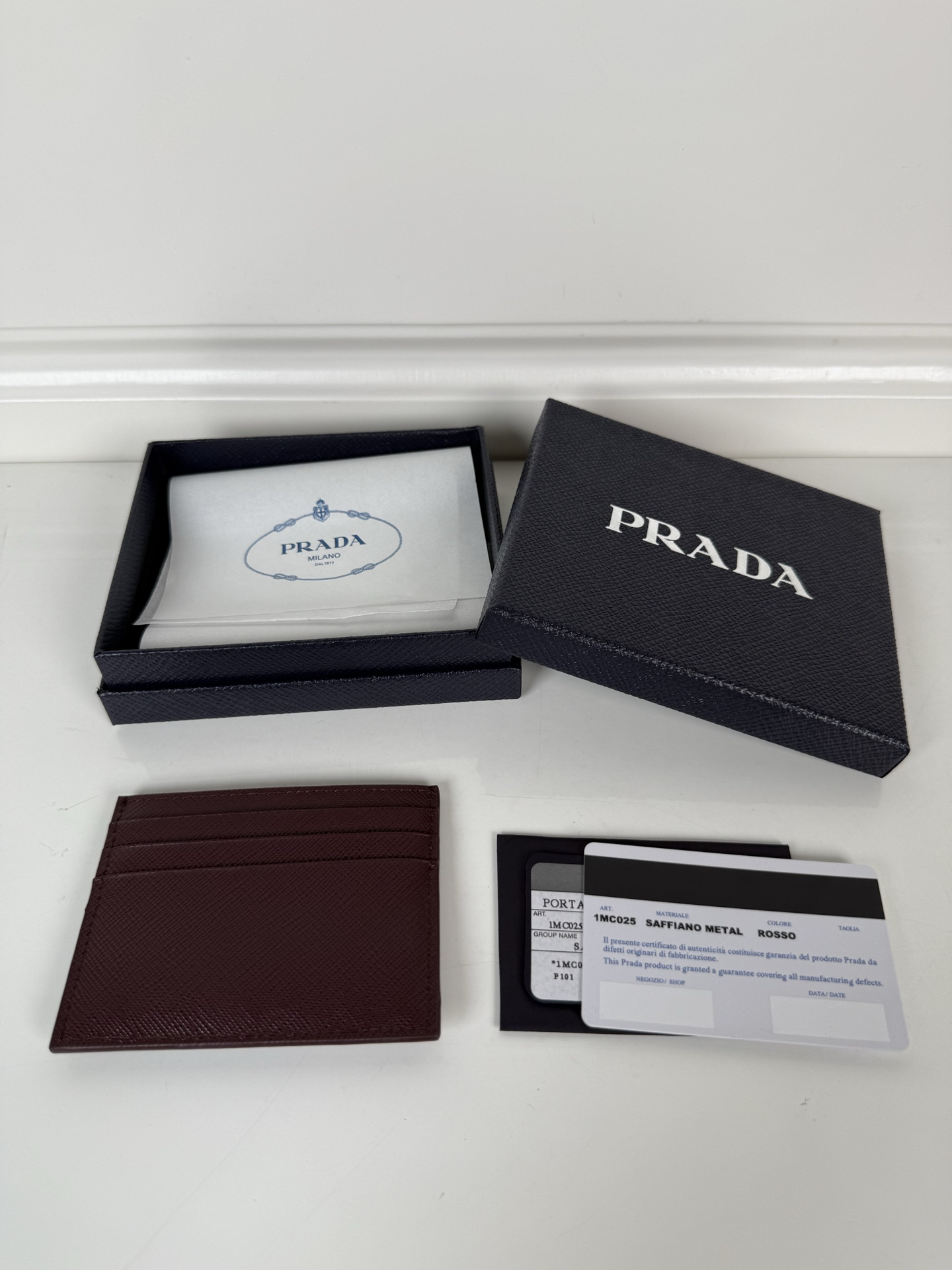 [TOP] PRADA Card Holder 11.2*8.5cm - Dark Red - 711 Luxury