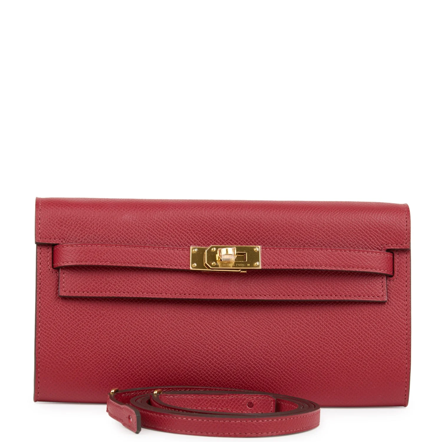 Hermes Kelly Wallet To Go Rouge Grenat Epsom Gold Hardware