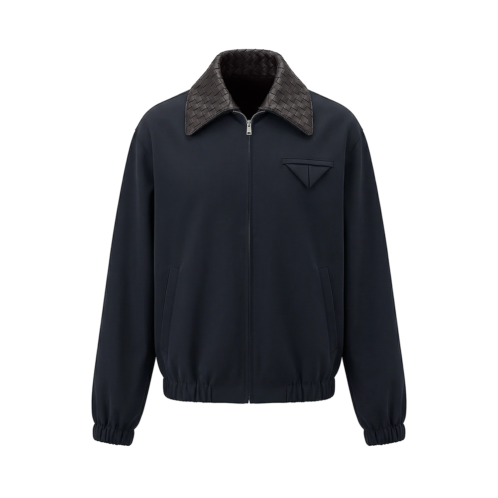 Bottega Veneta Clothing Bottega Veneta Braided Leather Collar Jacket #394981 | Nigo Office