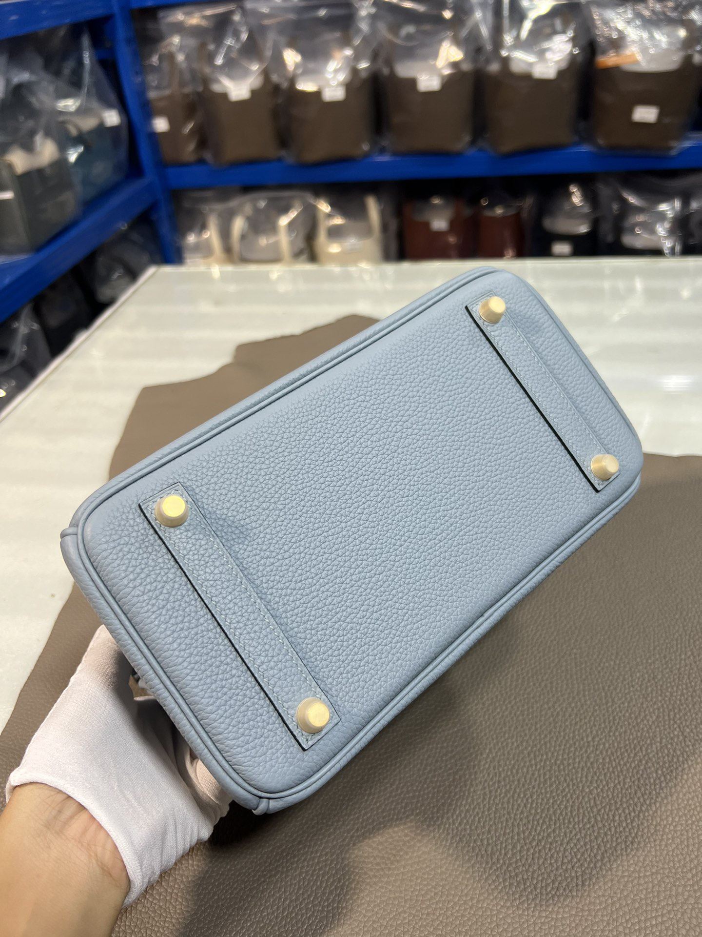 [TOP] HERMES Birkin Togo Leather 25cm - Bleu Pale & GHW