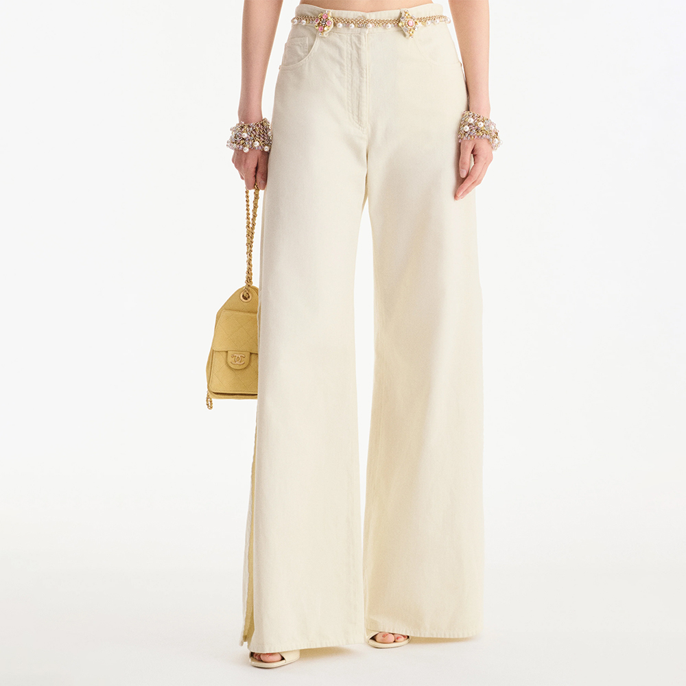 Chanel pink Clothing CHANEL Trousers Denim Light Yellow Pink Yellow #387289 | Nigo Office