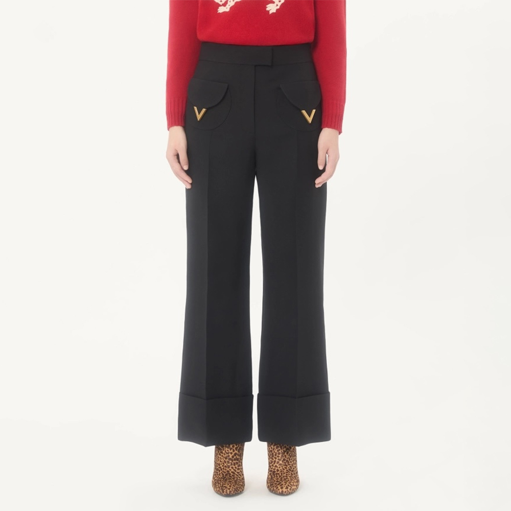 Valentino black Clothing Valentino Crepe Couture Trousers for Woman in Black #387367 View 2 | Nigo Office