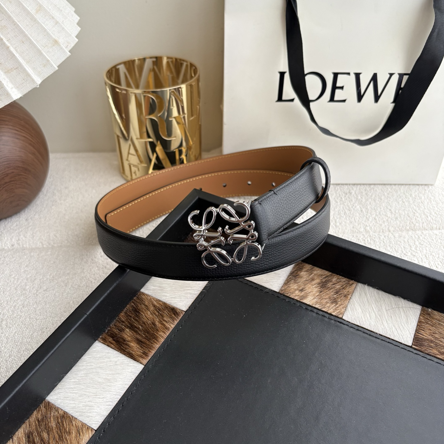 [TOP] LOEWE Leather Belt 2.8cm - Black - 711 Luxury