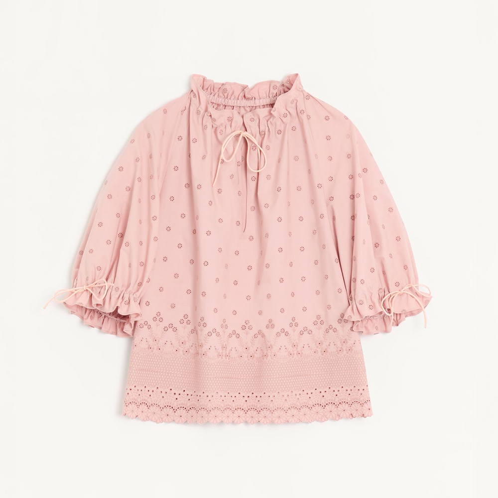 Valentino Sangallo Lace Top Shorts With Fleurs Ajours Margheritine Pattern for Woman in Pink #381095
