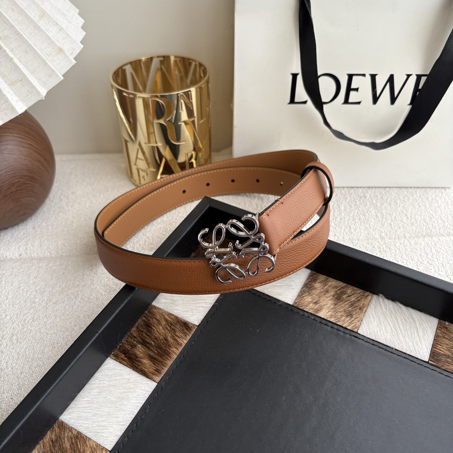 [TOP] LOEWE Leather Belt 2.8cm - Brown - 711 Luxury