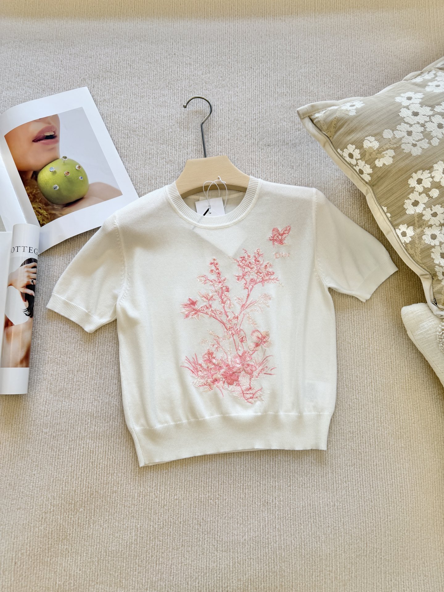 [TOP] Christian Dior  Knitted Short-sleeved Shirt - White - 711 Luxury