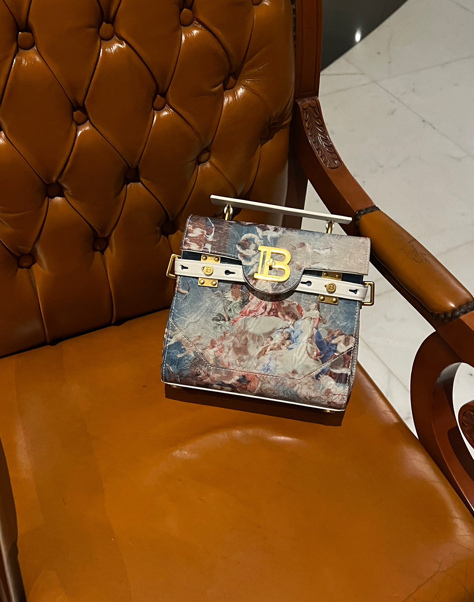 [TOP] BALMAIN Canvas Embroidered Leather Patch Bag 23*20*11cm - White - 711 Luxury
