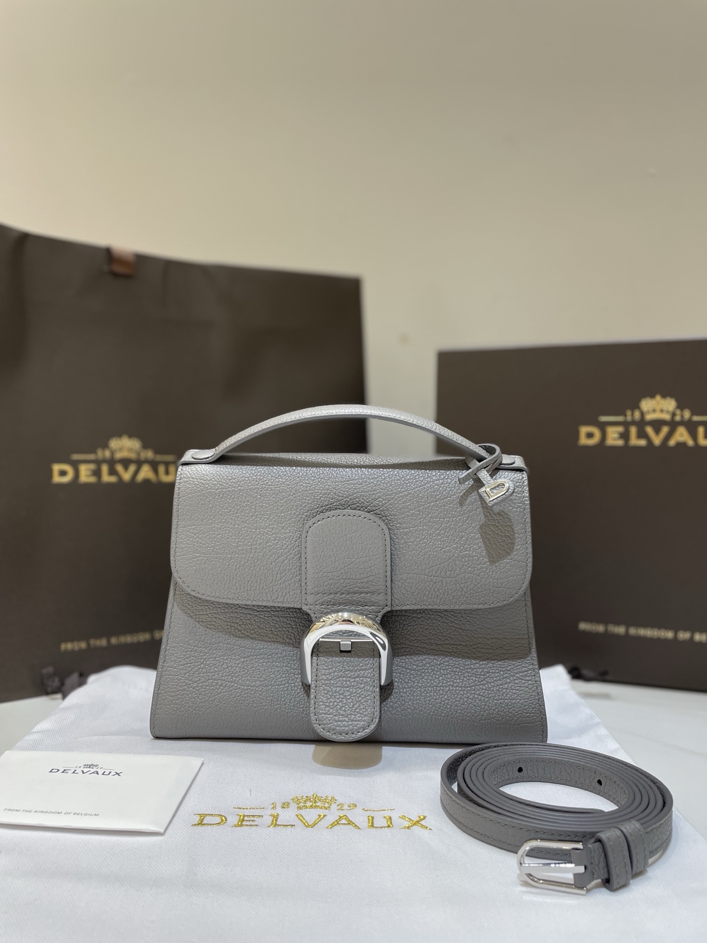 [TOP] Delvaux Tem Bag Cowhide 23×17×6cm - Gray - 711 Luxury