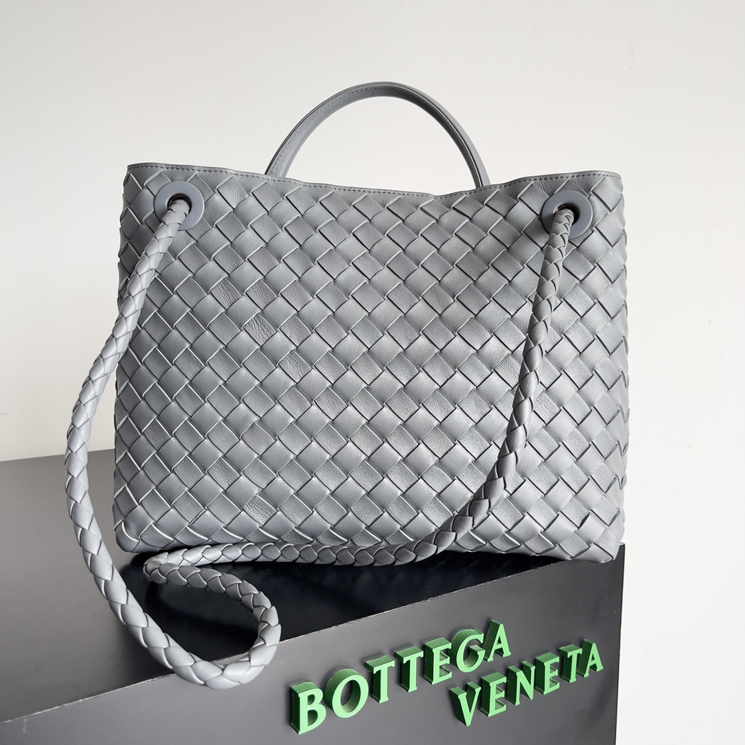 [TOP] Bottega Veneta BV Andiamo Bags Woven Handbags Lambskin 32x24x12 cm - Grey - 711 Luxury