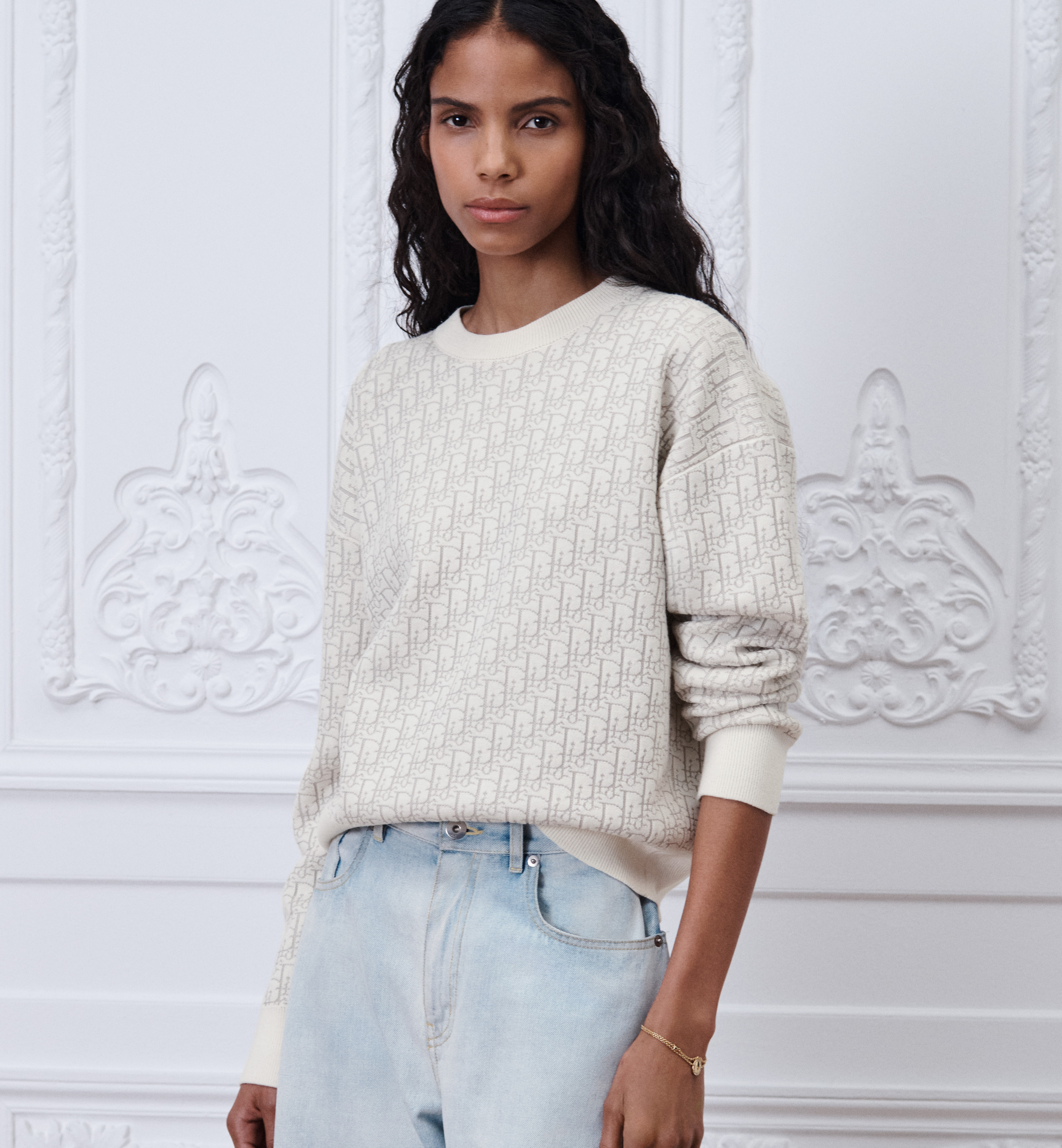 Dior white Clothing DIOR Sweater White Dior Oblique Virgin Wool-Blend Knit #389897 View 2 | Nigo Office
