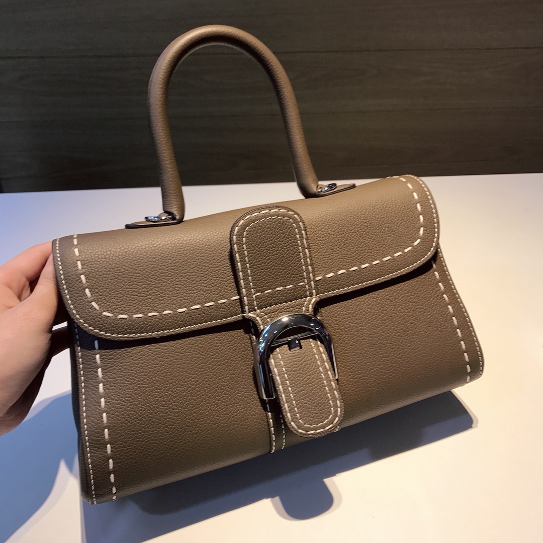 [TOP] Delvaux Brillant Bag Togo Leather 28x12x16cm - Gray - 711 Luxury