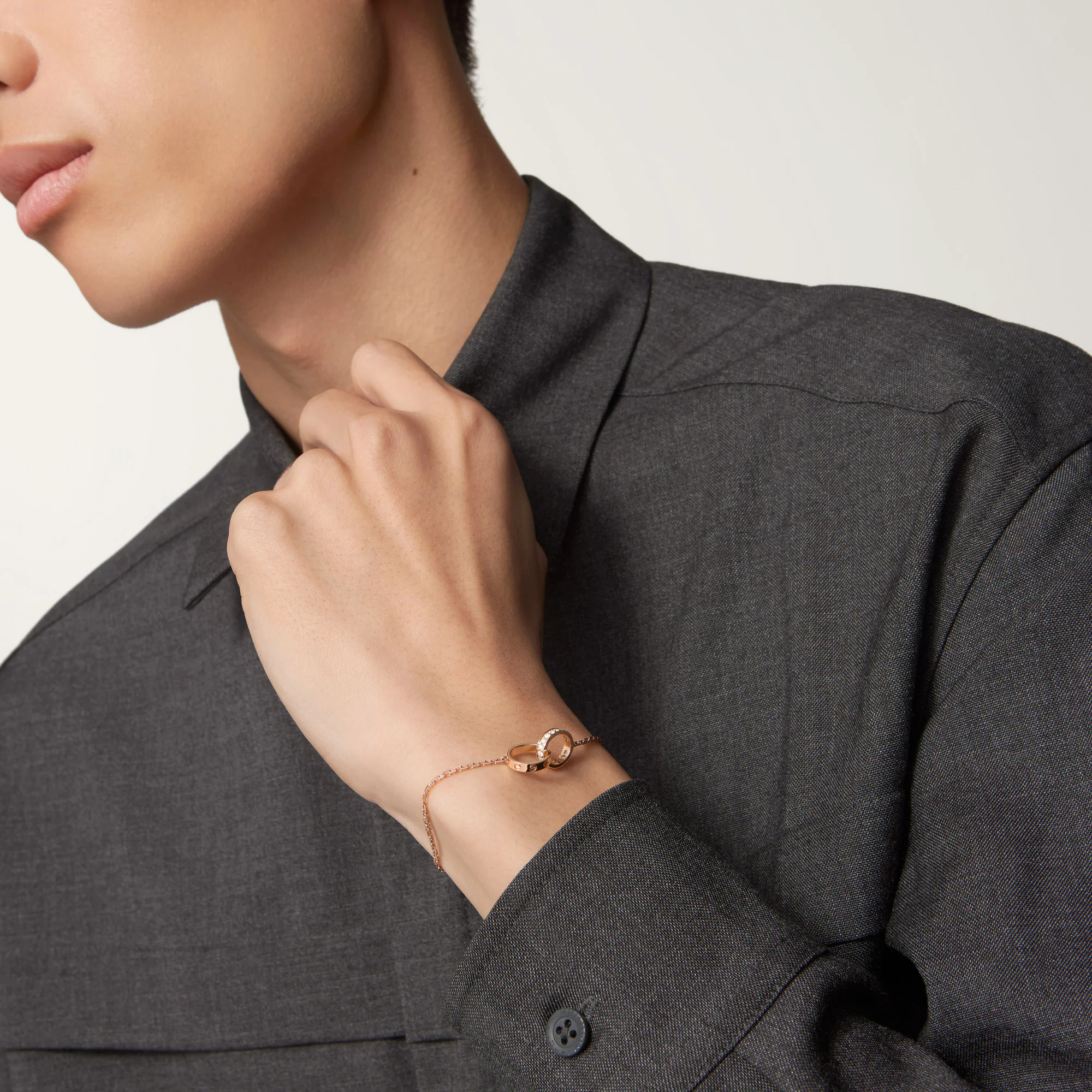 Carty Love Luna Loop Bracelet, Rose Gold, Half-Paved