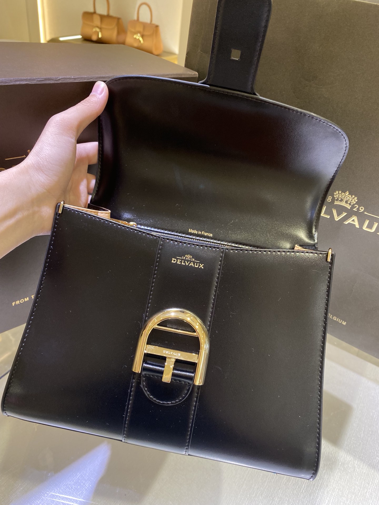 [TOP] Delvaux Brillant Bag Box Leather 24*12*19cm - Black - 711 Luxury