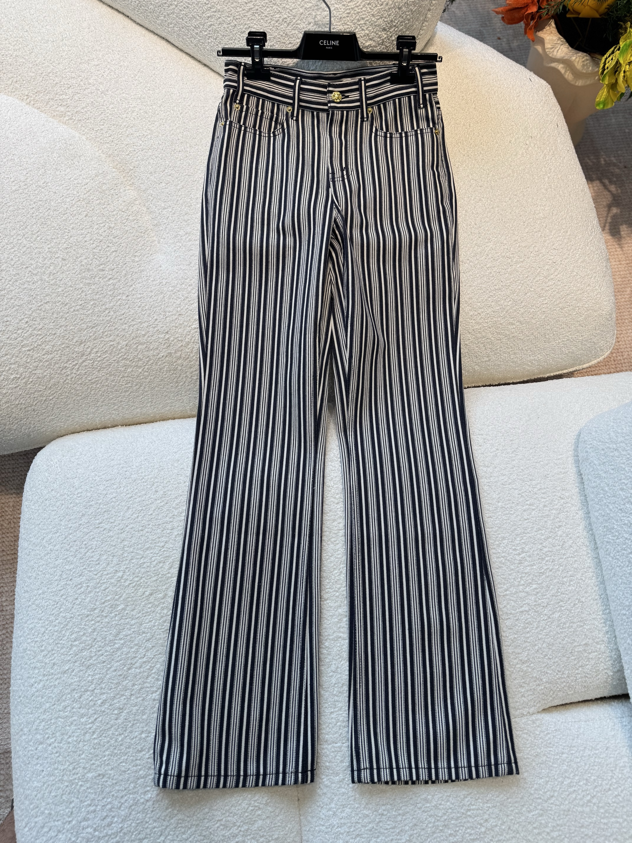 CELINE vertical striped jeans #378573