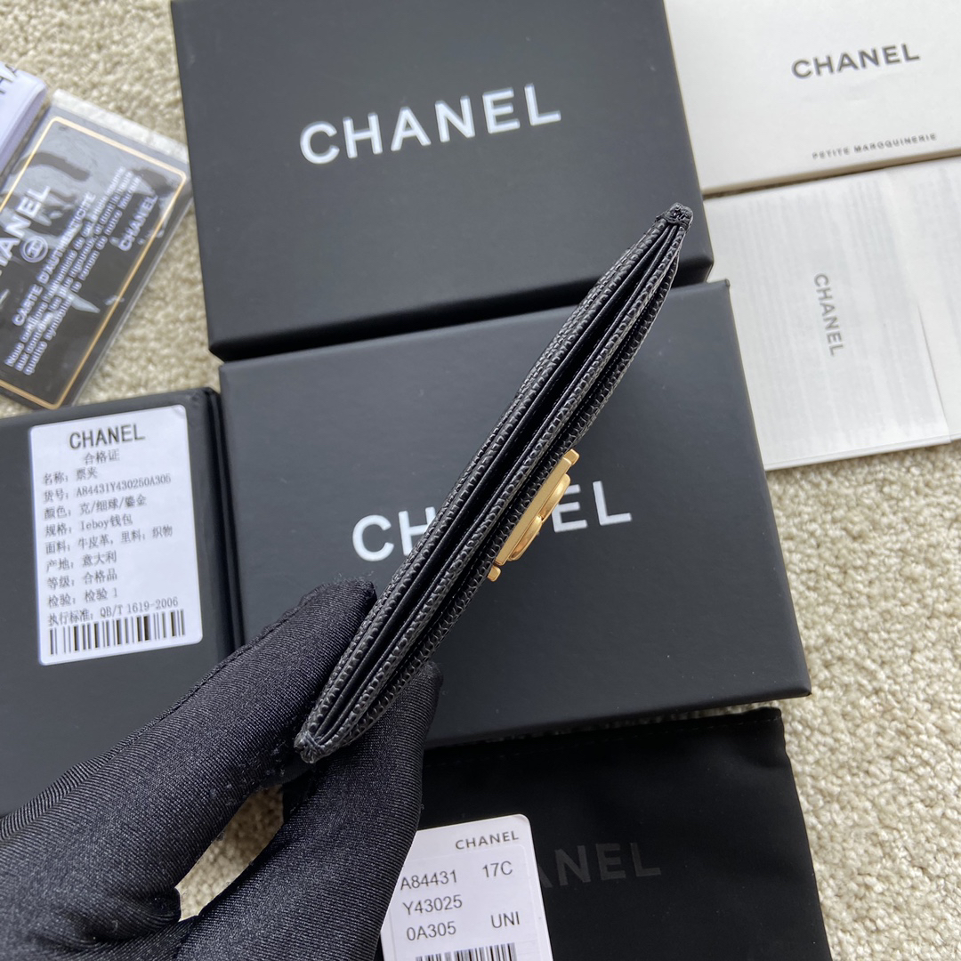 [TOP] CHANEL Leboy Cardholder - Black - GHW - 711 Luxury