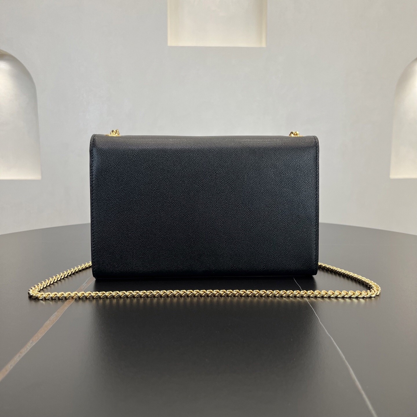 [TOP] Yves Saint Laurent YSL Monogram Kate Bag Calfskin 24x14.5x5.5cm - Black & GHW - 711 Luxury