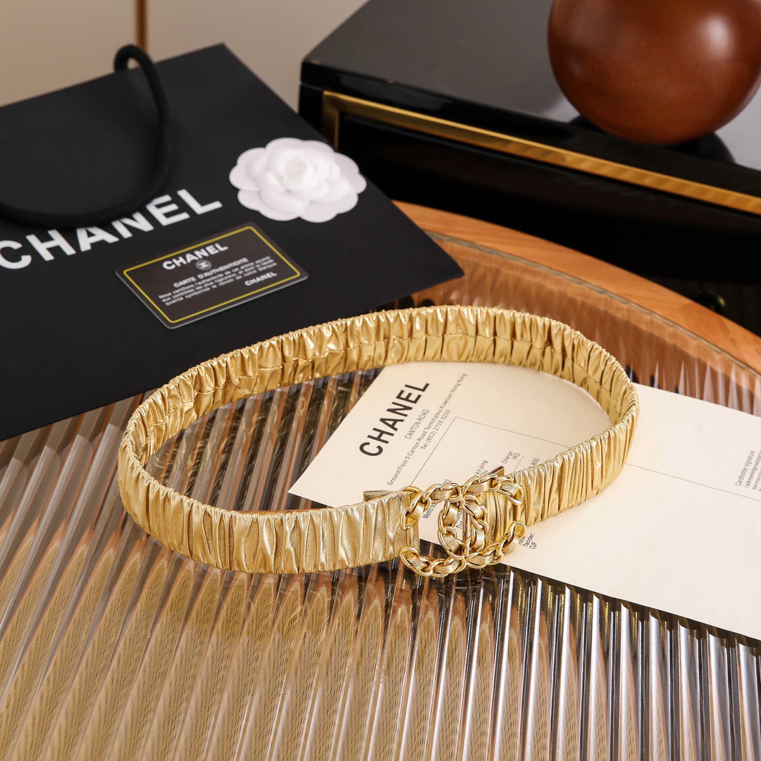 [TOP] CHANEL Elasticity Belt 4 Sizes - Gold - 711 Luxury